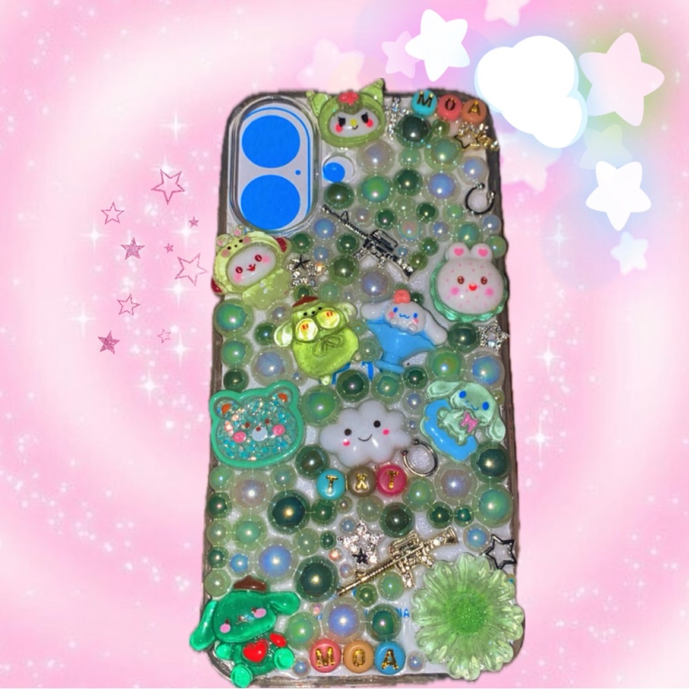 Charming Green Beaded Phone Case